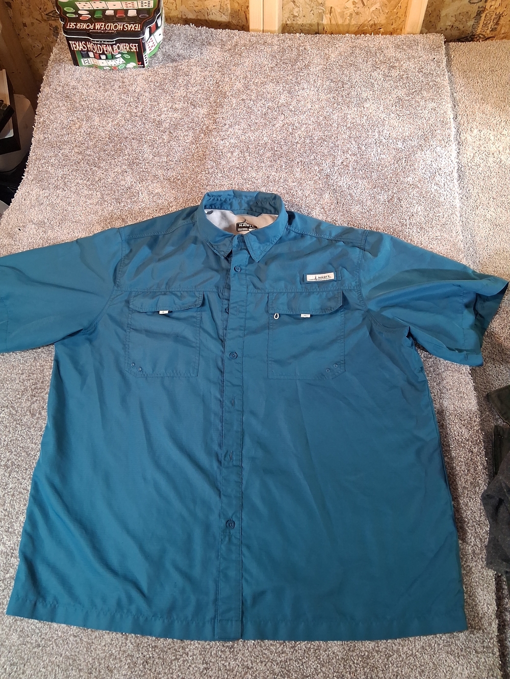Habit Fishing Shirt Men 2XL Blue UV 40 Vented Performance Outdoor Angler Coastal